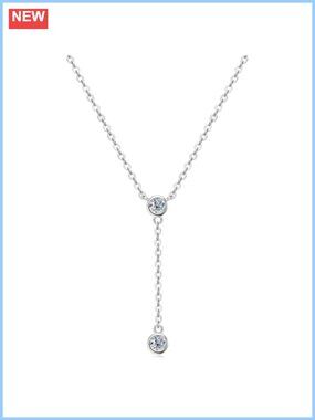 Moissanite Y Pendant Necklace Sterling Silver 0.2cttw